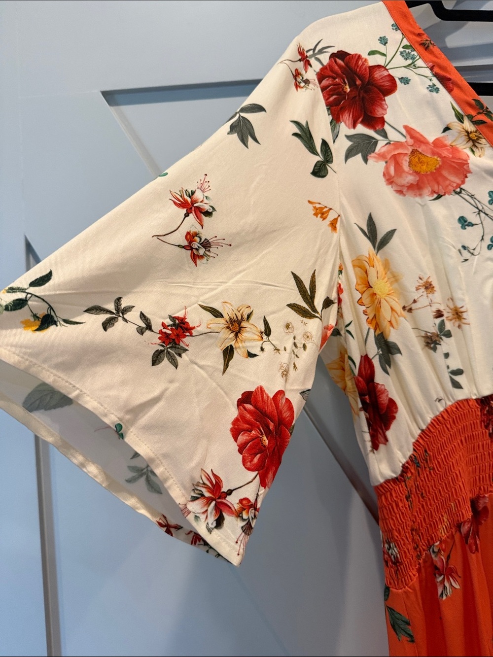 Anthropology Floral Orange and Cream Maxi Dress - Picture 3 of 9
